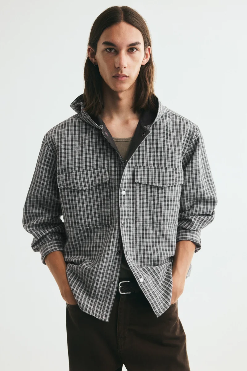 Hooded cotton overshirt