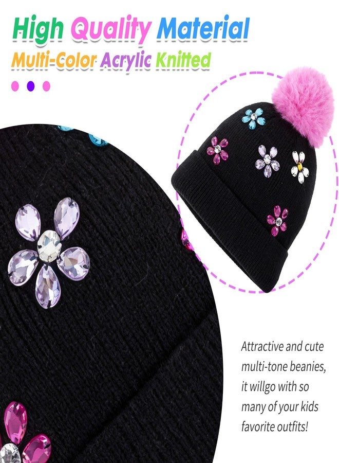 PinkSheep Toddler Winter Hat,Cute Girls Warm Beanie with Pom Pom and Fleece Lined Winter Hats,Fashion Kids Knit Beanies Cap, Flower, 7-14 Years - Image 5