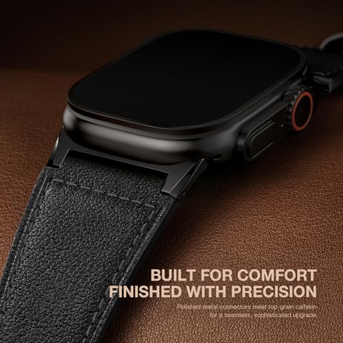 Suitisbest Leather Bands Compatible for Apple Watch Ultra Band 49mm 46mm 45mm 44mm 42mm, Genuine Calfskin Leather Replacement Strap Fits Men iWatch Series 11 10 9 8 7 6 5 4 3, SE 3 2 1, Ultra 3 2 1 - Image 4