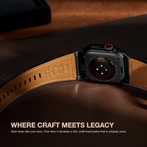Suitisbest Leather Bands Compatible for Apple Watch Ultra Band 49mm 46mm 45mm 44mm 42mm, Genuine Calfskin Leather Replacement Strap Fits Men iWatch Series 11 10 9 8 7 6 5 4 3, SE 3 2 1, Ultra 3 2 1 - Image 3