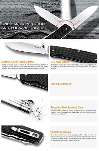Ruike Small Camping Knife Lightweight Folding EDC Survival Utility Knives Set Grade Tactical Pocket Knife with Clip Men Women Multi Tools hiking Gear 17c27 Cool Steel Screwdriver LD41 - Image 4