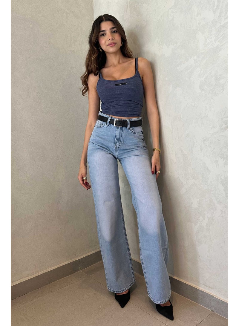 CIZARO Wide Leg - Light Blue Washed Jeans - Image 1