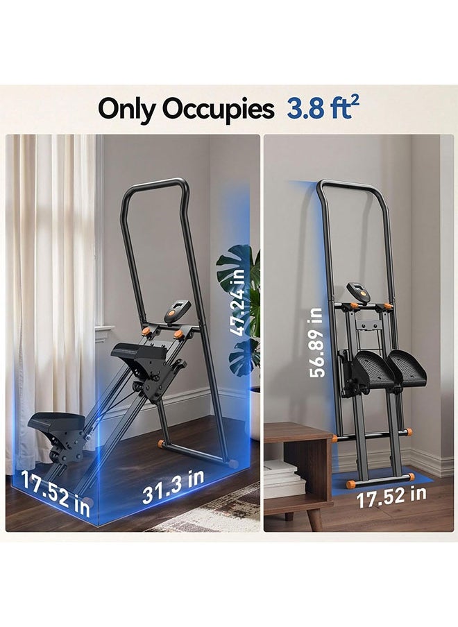 Max Strength Adjustable Foldable Stair Climber with LCD Display & Handlebar Vertical Cardio Machine Black  - Image 5