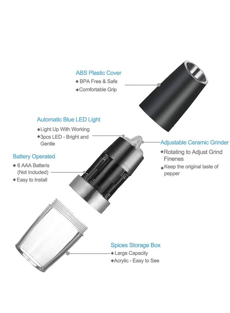SAGREENY Gravity Electric Salt and Pepper Grinder Set, Automatic Pepper and Salt Mill Grinder Battery-Operated with Adjustable Coarseness - Image 3