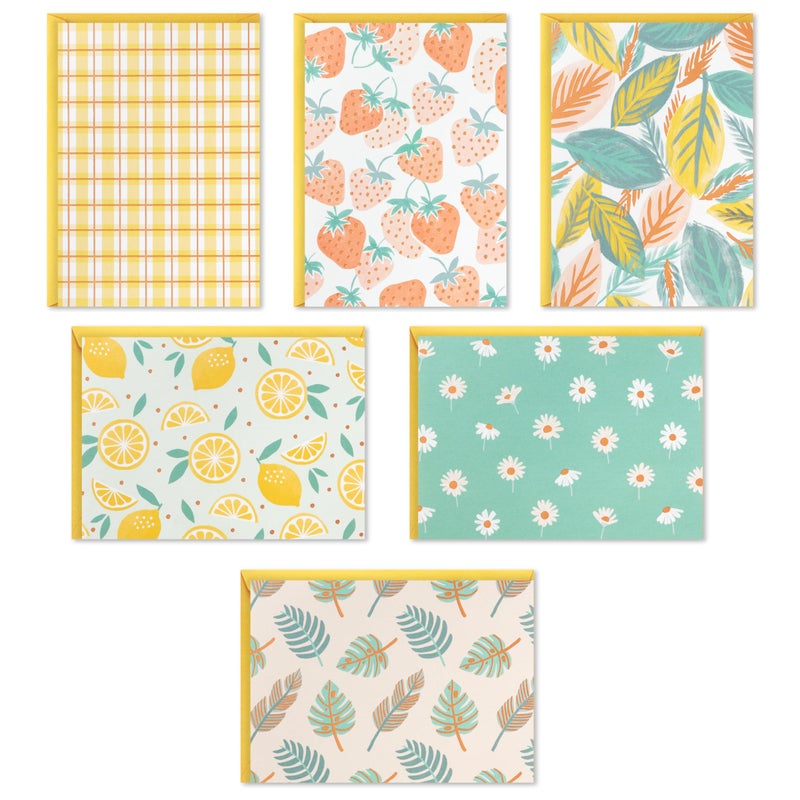 Hallmark Blank Cards Assortment, 24 Cards with Envelopes (Citrus, Greenery, Gingham, Strawberries) for Mother's Day, Any Occasion - Image 1