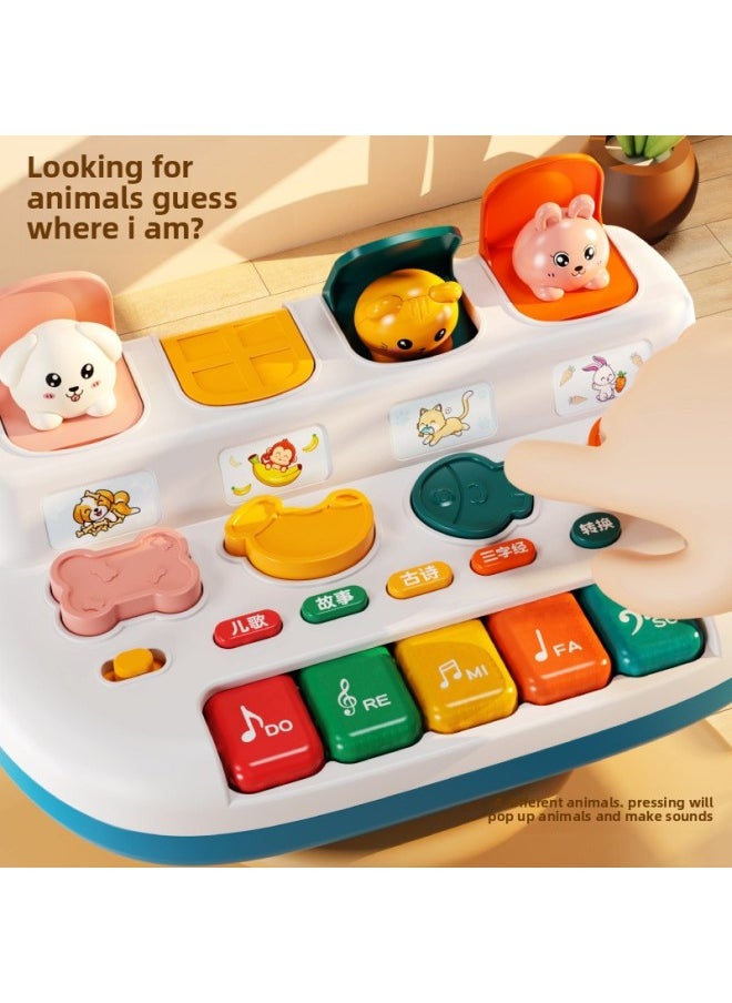 Generic - Peekaboo Causal Relationship Pop-up Surprise Switch Box 1-year-old Toy 2 Baby Playing Music Baby Early Education Puzzle-Color:Multifunctional Peekaboo Switch Box-red [charging Version] + Tumbling Monkey - Image 1