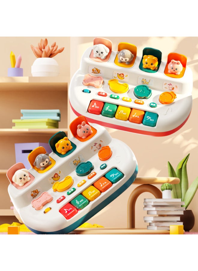 Generic - Peekaboo Causal Relationship Pop-up Surprise Switch Box 1-year-old Toy 2 Baby Playing Music Baby Early Education Puzzle-Color:Multifunctional Peekaboo Switch Box-red [charging Version] + Tumbling Monkey - Image 1
