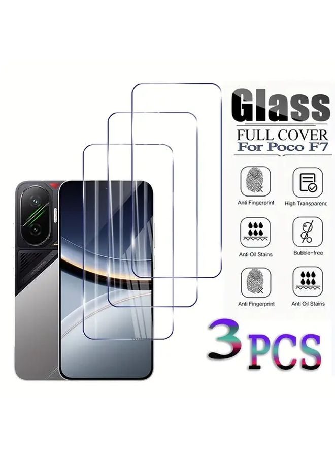 Xiaomi POCO F7 9H Tempered Glass Screen Protector 3 Pack Scratch Resistant Transparent - Image 3