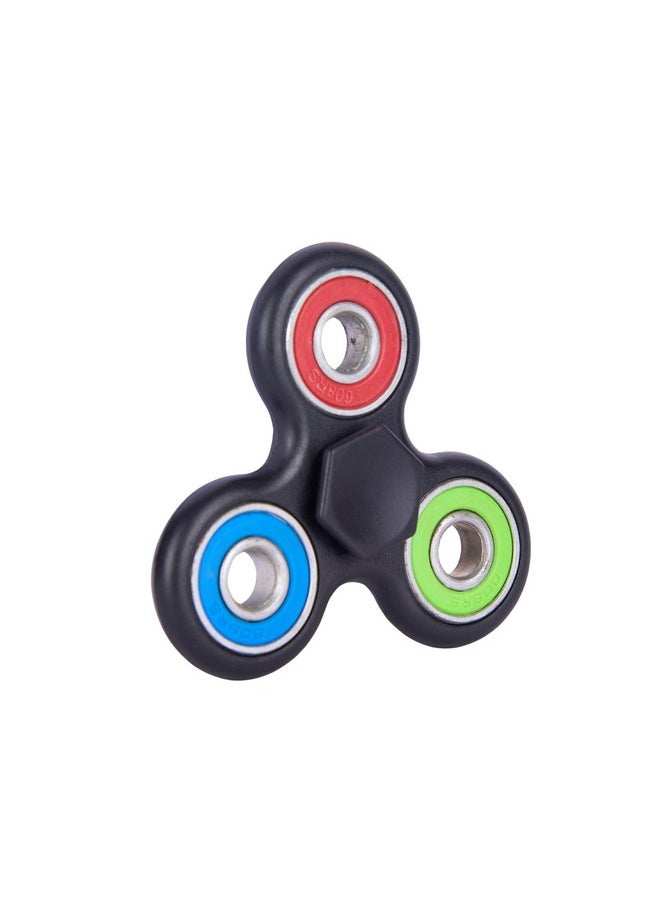 Premsons - Premsons® Hand Spinner Desk Toy - High Speed Smooth Finger Spin Sensory Fidget Stress Relief Game Play for Kids & Adults - Birthday Party Gift - Four Bearing - Black + BGR Multicolour Bearing - Image 1