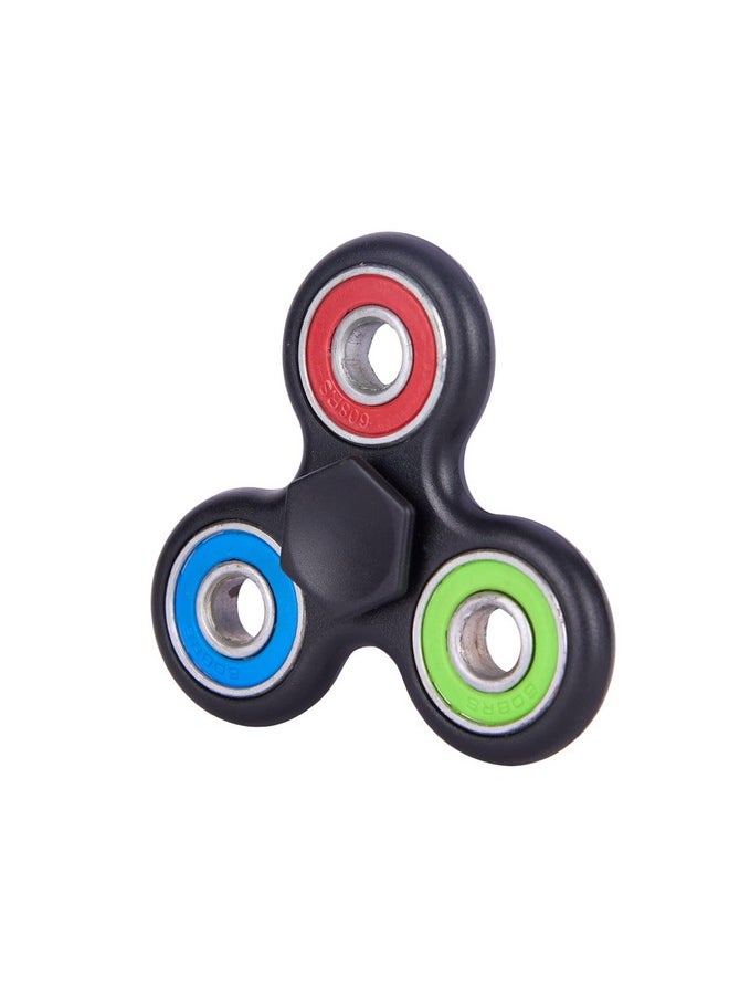 Premsons - Premsons® Hand Spinner Desk Toy - High Speed Smooth Finger Spin Sensory Fidget Stress Relief Game Play for Kids & Adults - Birthday Party Gift - Four Bearing - Black + BGR Multicolour Bearing - Image 1