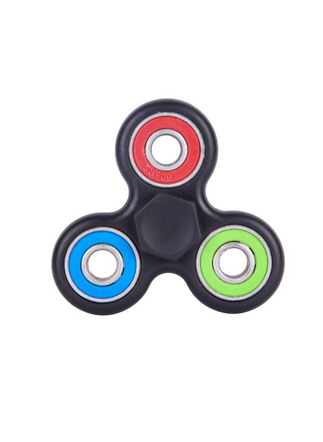 Premsons - Premsons® Hand Spinner Desk Toy - High Speed Smooth Finger Spin Sensory Fidget Stress Relief Game Play for Kids & Adults - Birthday Party Gift - Four Bearing - Black + BGR Multicolour Bearing - Image 1