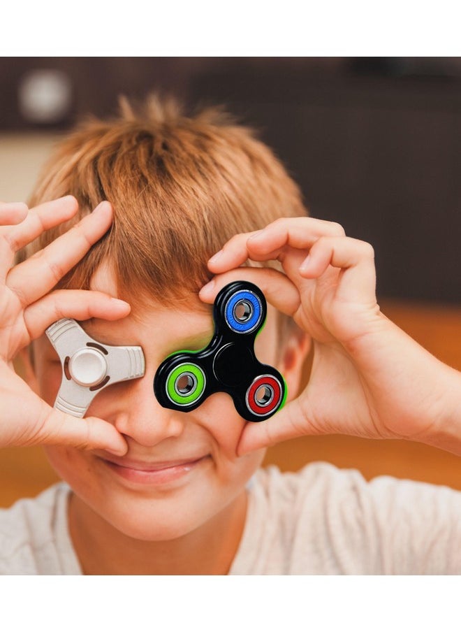 Premsons - Premsons® Hand Spinner Desk Toy - High Speed Smooth Finger Spin Sensory Fidget Stress Relief Game Play for Kids & Adults - Birthday Party Gift - Four Bearing - Black + BGR Multicolour Bearing - Image 1