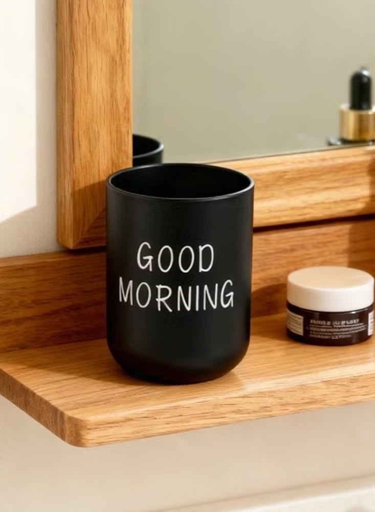 Hoasis Toothbrush Cup for Bathroom, Printed PP Toothbrush Holder Cup, Smooth Edge Bathroom Accessory for Countertop, Durable Easy-Clean Sink Organizer for Daily Use, Black Bathroom Decor (10x7.2x7.2cm) - Image 5