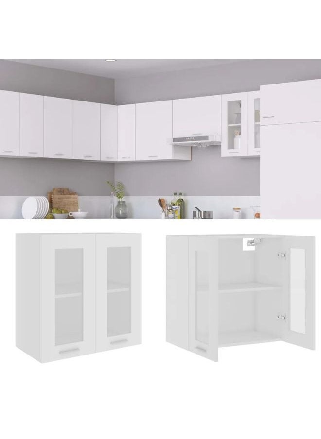 فيداكسل خزانة زجاجية معلقة أبيض 60 × 31x60 سم الخشب هندسي  - Image 1