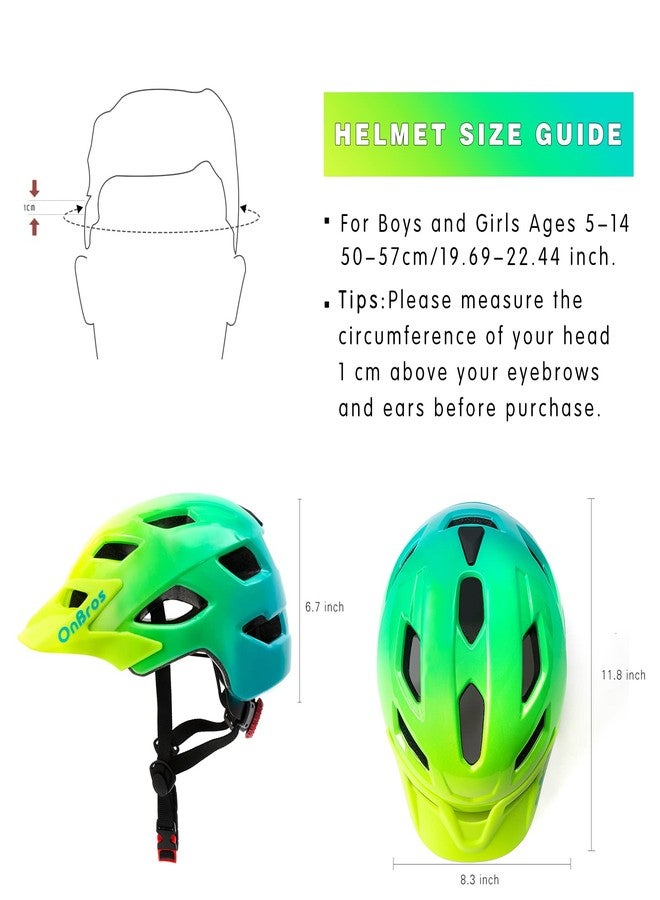 OnBros Kids Bike Helmet - Bike Helmets for 5-14 Boys or Girls with Visor, Children Bicycle Helmet for Skateboard Mountain Scooter Road Cycling, Lightweight and Adjustable 50-57CM - Image 2