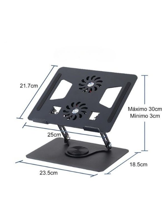 Laptop Cooler Rotating Base – Adjustable Aluminum Alloy Laptop Stand with Built-in Fan, Compatible with 12–17" Laptops & Tablets - Image 2