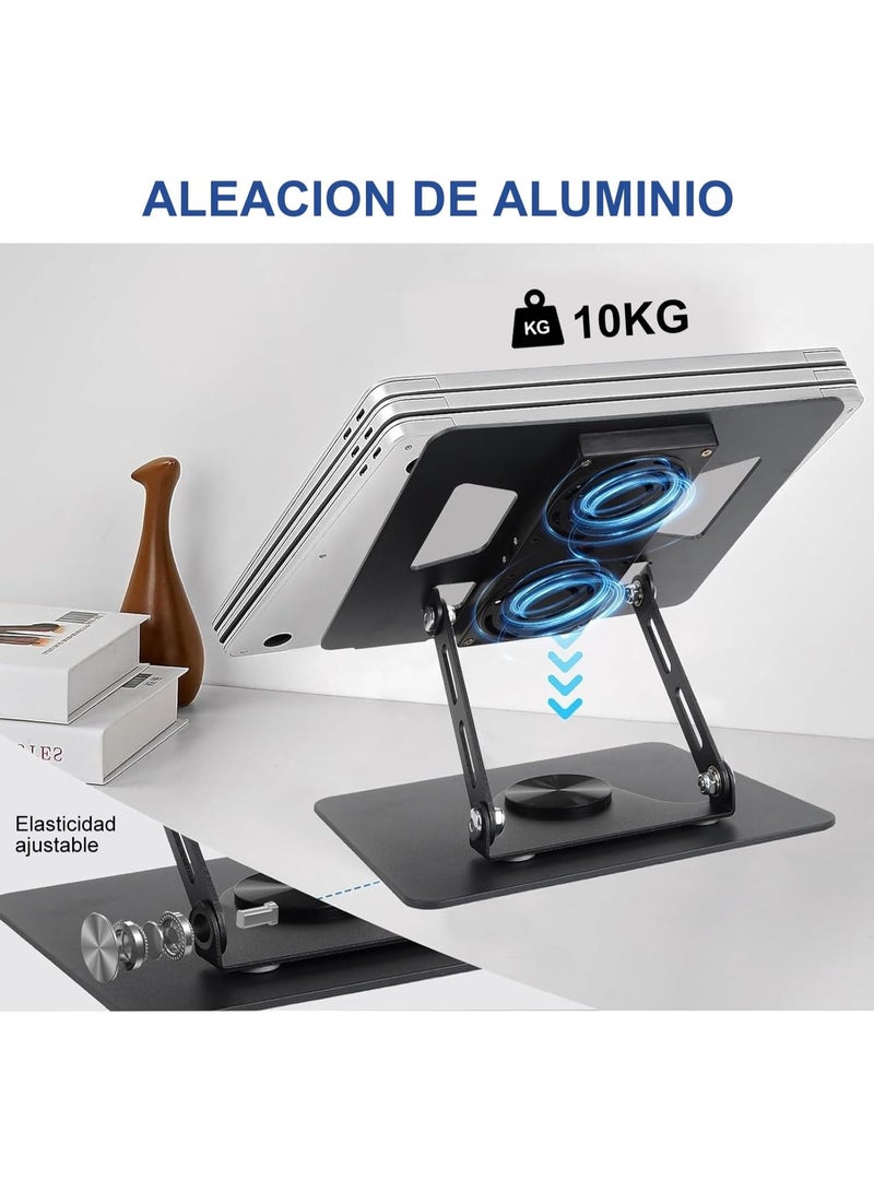 Laptop Cooler Rotating Base – Adjustable Aluminum Alloy Laptop Stand with Built-in Fan, Compatible with 12–17" Laptops & Tablets - Image 3