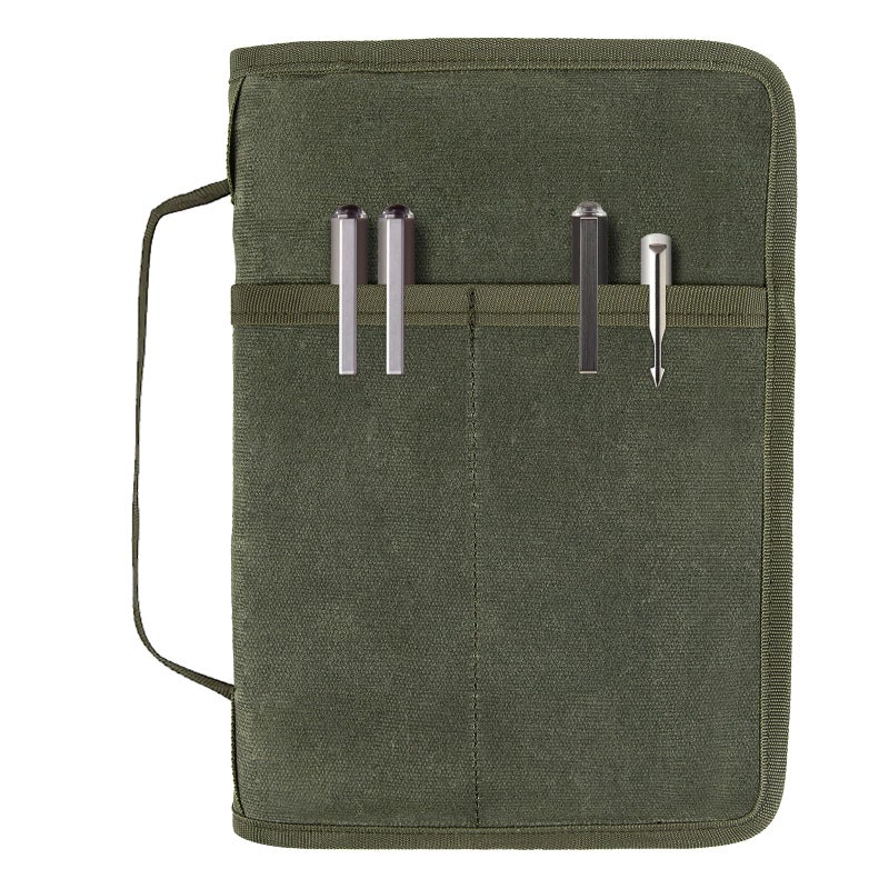 Baizoy Field Notes Notebook Cover for 6.7 X 9.8 Inch with A5 Journal Cover Notebook Zipper Pocket Planner for Pen Holder,Water Resistant Cover Notebooks Sketchbook,Waterproof Waxed Canvas (Army Green) - Image 1