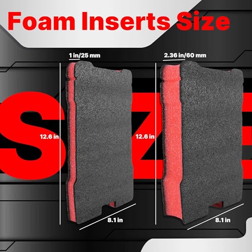 Yudylg 2 Pack Foam Inserts Compatible with 8435 Series Tool Box — 25mm and 60mm Customizable Red & Black Foam Inserts, DIY Cut-to-Fit Protection - Image 2