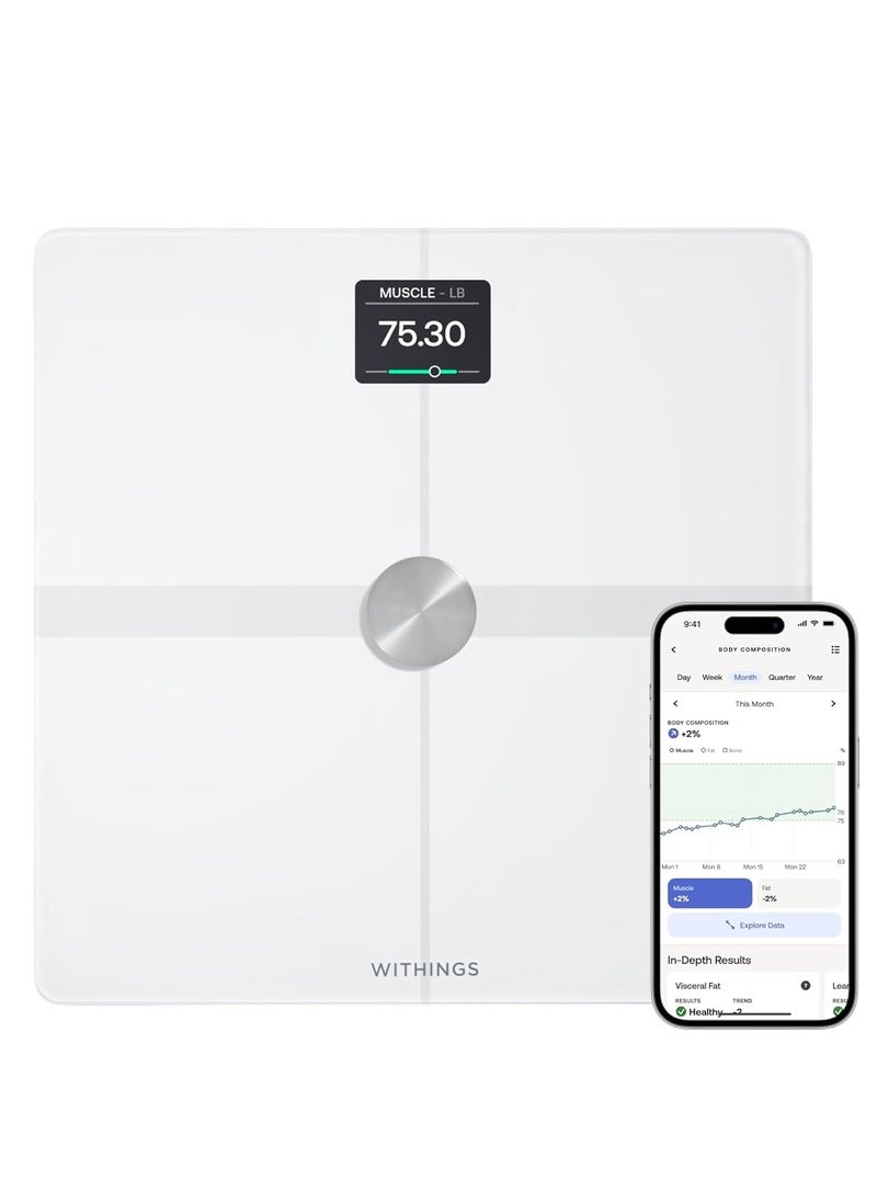 Withings - Body Smart - Accurate Scale for Body Weight and Fat Percentage, Body Composition Wi-Fi and Bluetooth Weight Scale, Baby Weight Scale, Smart Scale Apple Health Compatible, Bathroom Scale - Image 1