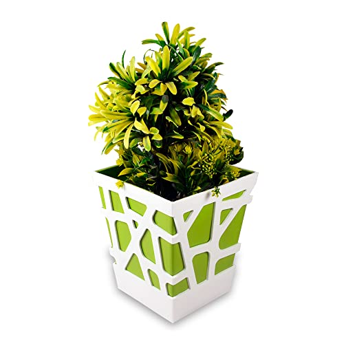 Sharpex Mosaic Pot, Self-Watering Mechanism Planter, Use for Home Decoration and Gardening, Modern Pot for All House Plants, Flowers, Herbs, Vegetables-Pack of 1(Green) - Image 1