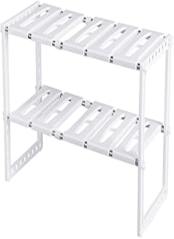 uyoyous Under Sink Organizer 2 Tier Expandable Kitchen Bathroom Pantry Storage Shelf - Multi-Functional Adjustable Under Kitchen Sink Organization Storage Rack Heavy Duty - White 