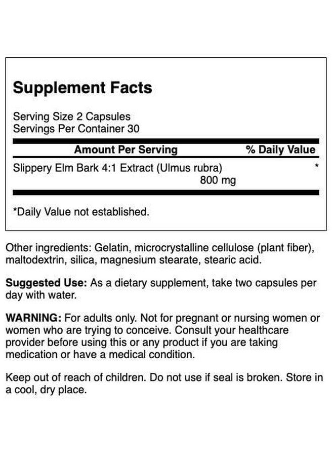 Swanson Slippery Elm Bark 400 mg 60 Caps - Image 2