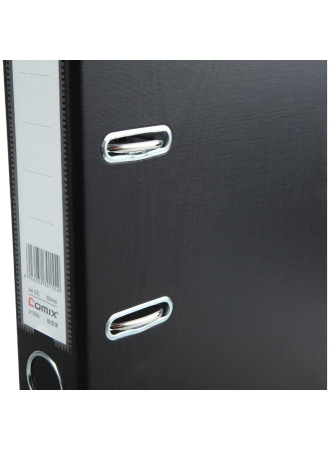 Comix 2-Inch Thick European-Style Lever Arch File A4 Folder With Holes, Two-Hole Loose-Leaf Binder, 55Mm Spine Width, 35Mm Paper Width, Black, Office Stationery A105N - Image 3