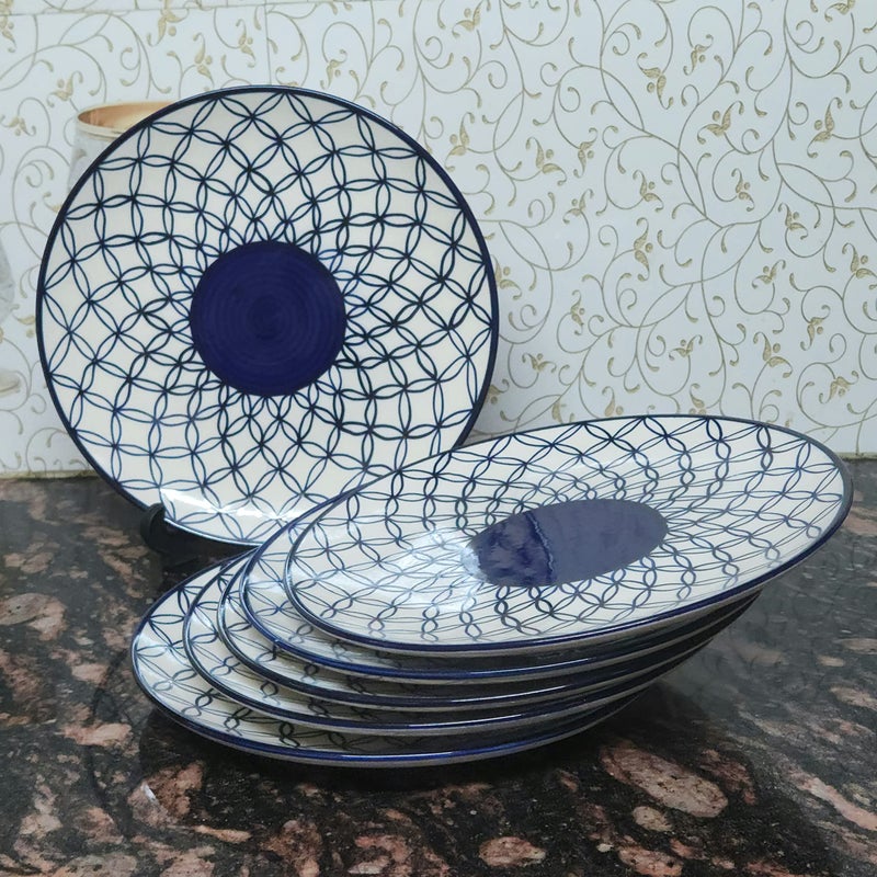 VolCraft Ceramic Plate Set,10 inches - Set of 6 Large Size Dinner Plate for Snacks, Appetizers etc. Handmade Stoneware Dinner Plate Microwave and Dishwasher Safe - Image 1