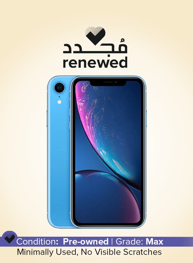 ابل  مُجدد - آيفون XR مع تطبيق فيس تايم بذاكرة داخلية سعة 128 جيجابايت ويدعم تقنية 4G LTE بلون أزرق - Image 1