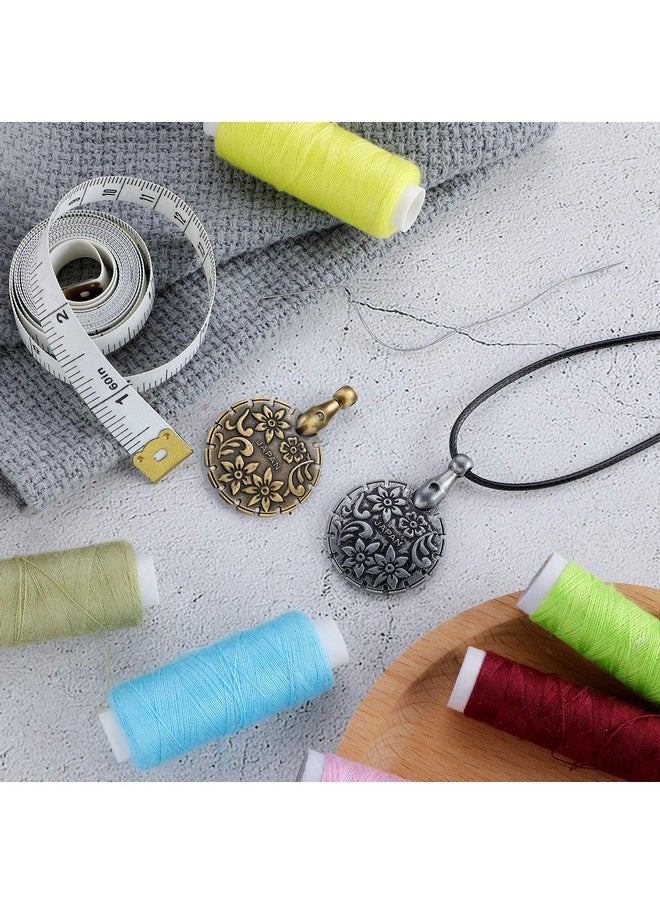 Mudder - 2 Pieces Yarn Cutter Pendants Antique Gold Silver Metal Thread Cutter Pendant Round Shape Yarn Cutter Pendant For Diy Sewing Tools (Antique Gold Antique Silver) - Image 1
