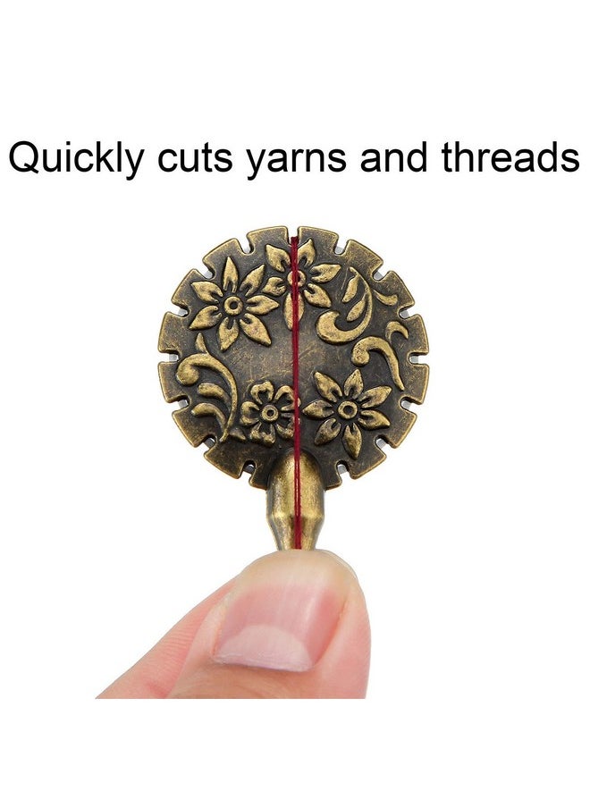 Mudder - 2 Pieces Yarn Cutter Pendants Antique Gold Silver Metal Thread Cutter Pendant Round Shape Yarn Cutter Pendant For Diy Sewing Tools (Antique Gold Antique Silver) - Image 1