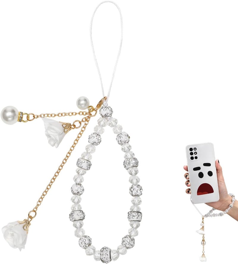 Hemobllo Cell Phone Straps Creative Crystal Flower Pendant Phone Charm Non-Slip Phone Lanyard Wrist Strap for Decoration - Image 1