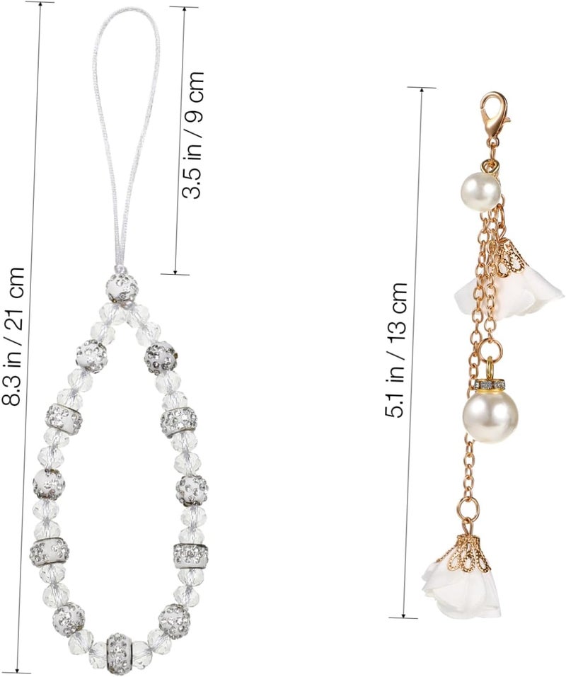 Hemobllo Cell Phone Straps Creative Crystal Flower Pendant Phone Charm Non-Slip Phone Lanyard Wrist Strap for Decoration - Image 2