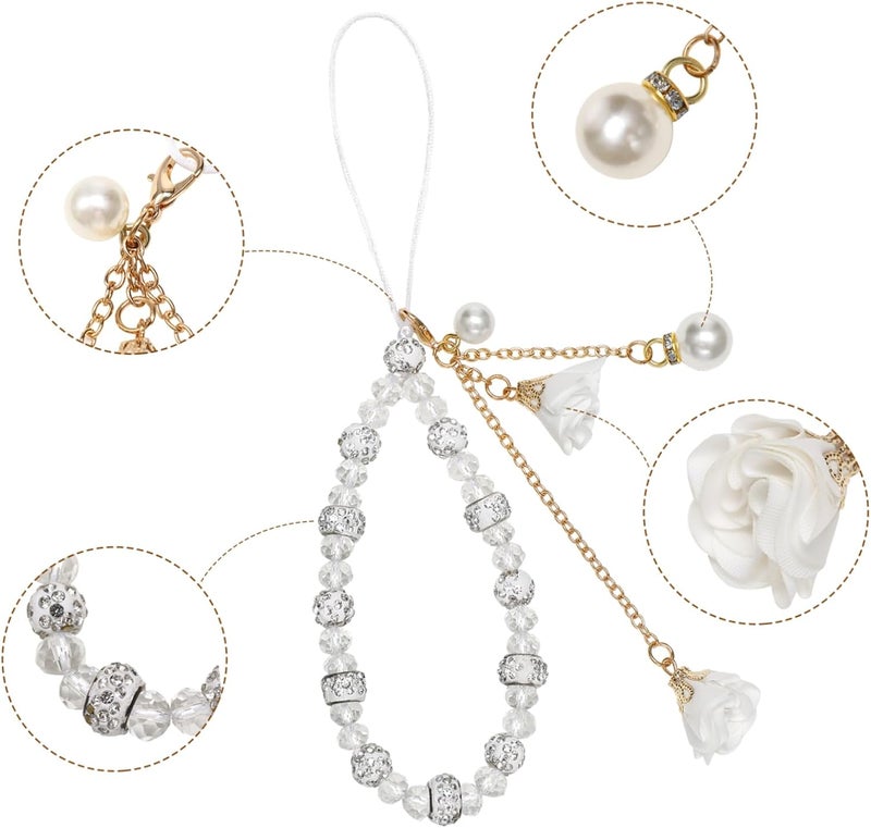 Hemobllo Cell Phone Straps Creative Crystal Flower Pendant Phone Charm Non-Slip Phone Lanyard Wrist Strap for Decoration - Image 3
