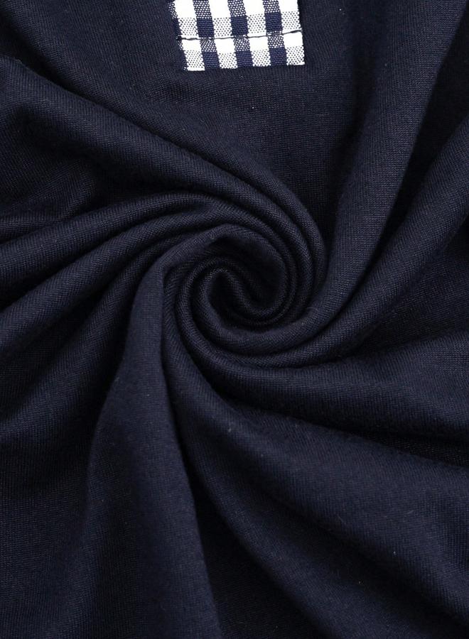 Take Two Navy Plaid Trim Polo Top With Bow Detail - Image 3