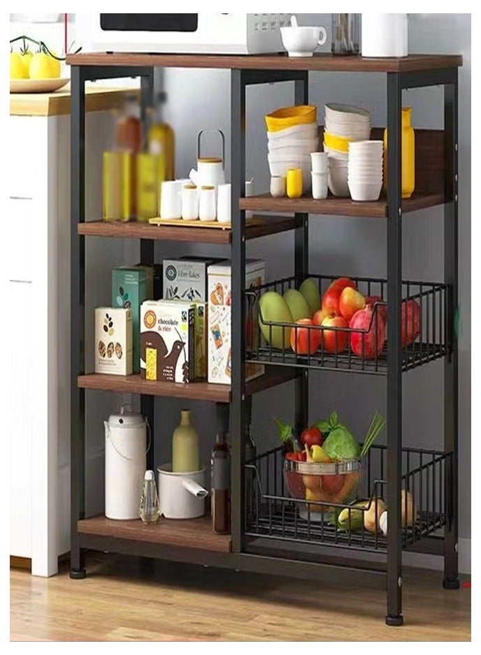 AGD Storage Rack, multi-functional and multi-layered, developed for storing various purposes, metal frame with microwave oven holder. - Image 1