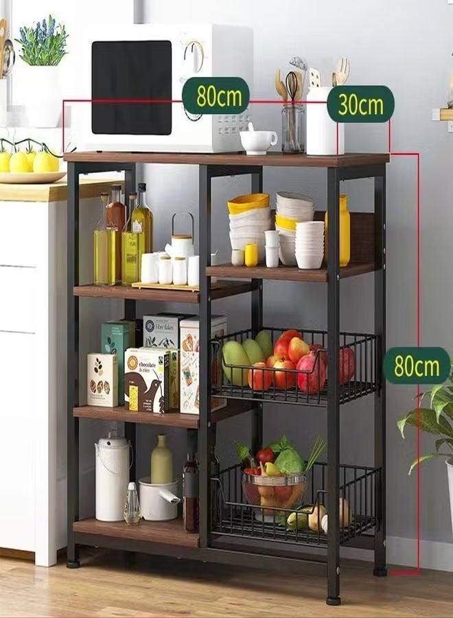 AGD Storage Rack, multi-functional and multi-layered, developed for storing various purposes, metal frame with microwave oven holder. - Image 2