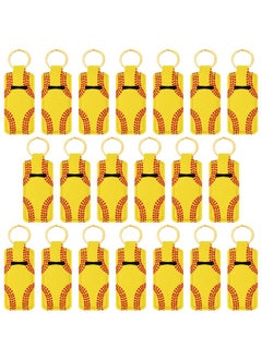 Patelai Patelai 20 Pcs Softball Lipstick Holder Keychain Lipstick Holder Clip-on Sleeve Pouch (Yellow)  - Image 1