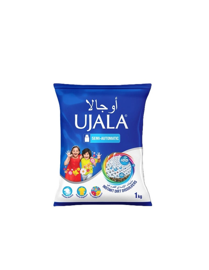 مسحوق الغسيل نصف أوتوماتيكي - مذوبات الأوساخ الفورية - غسيل بلا جهد - إشراق فائق - عبير يدوم طويلاً - 1 كجم