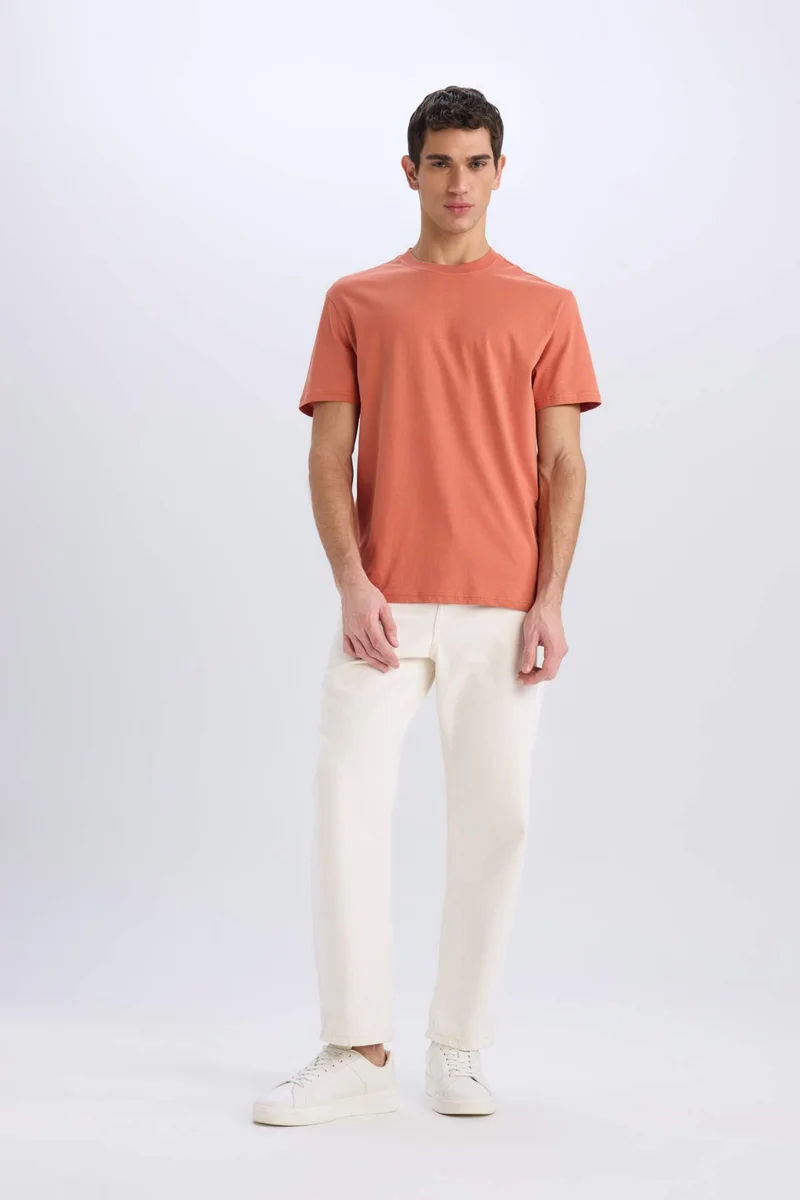 ديفاكتو New Regular Fit Crew Neck Basic T-Shirt