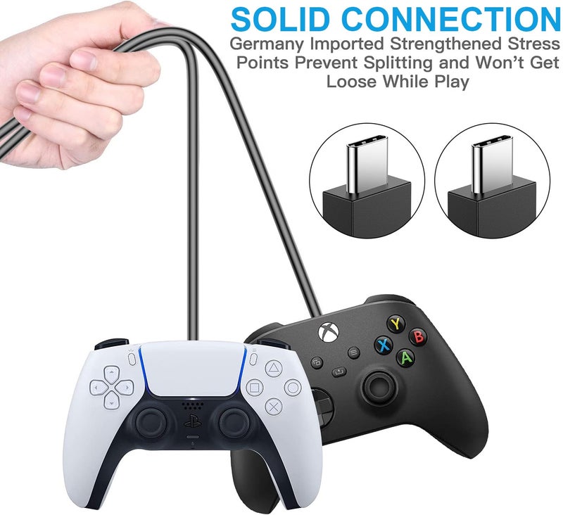 KOOWOD PS5 Controller Charger â€“ 2 Pack 5FT OEM Original 3A Fast Charging Cable USB C to USB C Data Cord Wire Accessories for Playstation 5 DualSense, Xbox Series S X Core, Elite Series 2, Switch Controller - Image 2