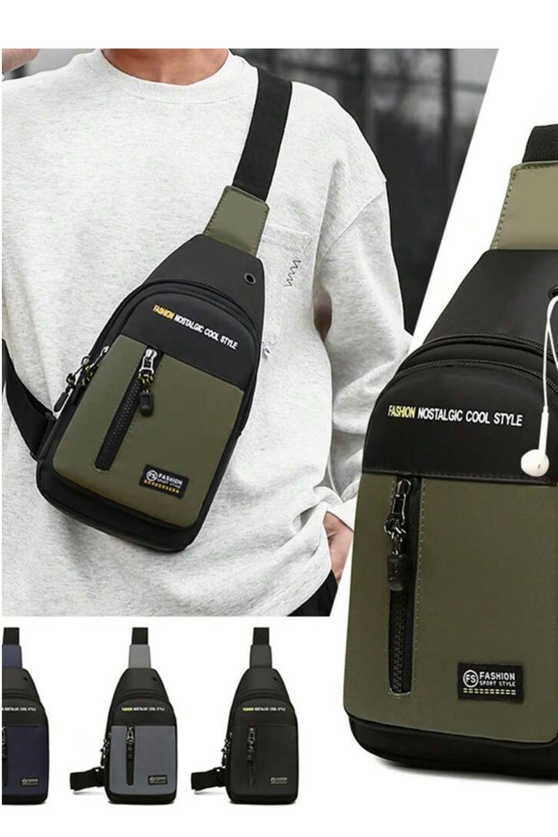UKA New Waterproof Anti-Friction Chest Bag, Fashion Oxford Cloth Small Backpack for Men, Shoulder Bag with Headphone Hole, Multifunctional Large Capacity Waist Bag for Outdoor Travel Hiking - Image 3