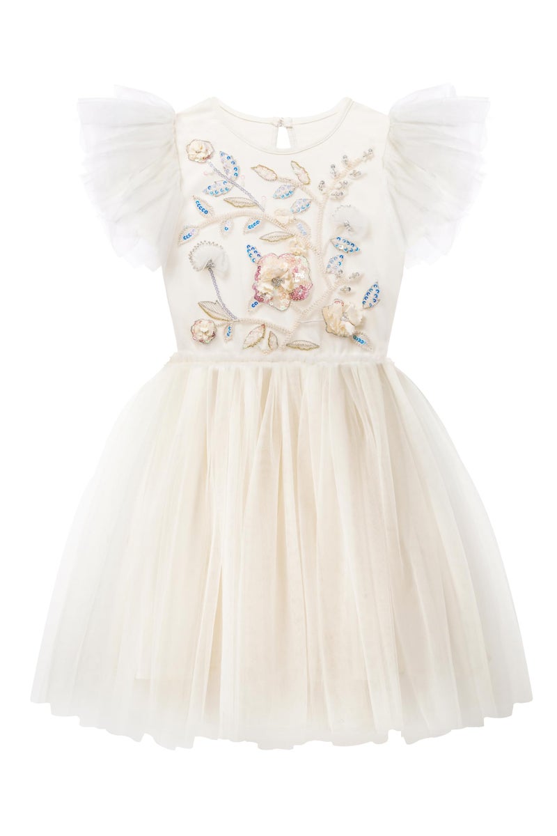 Tutu Dress for Girls Embroidered Tulle Tiered Layered Flower Toddler Dress for Wedding Birthday