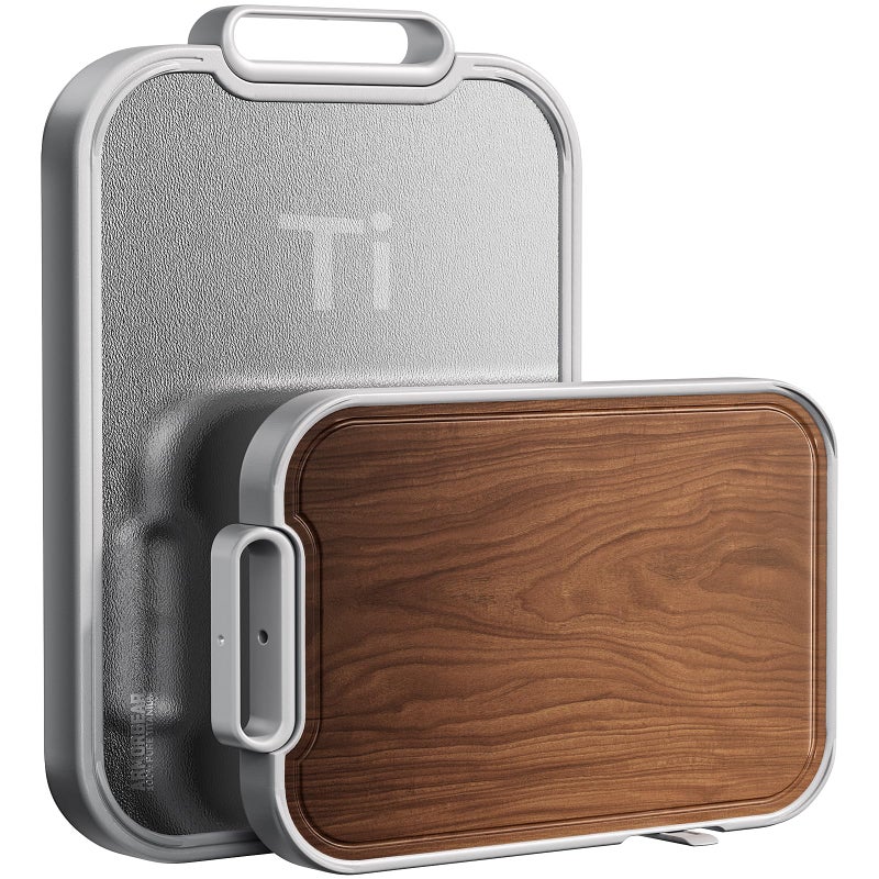 Armorbear Titanium Cutting Board, Double Sided Wood Cutting Board for kitchen, Titanium & Sapele Large Chopping Boards, Ideal for Meat, Vegetables & Family Cooking - Image 1