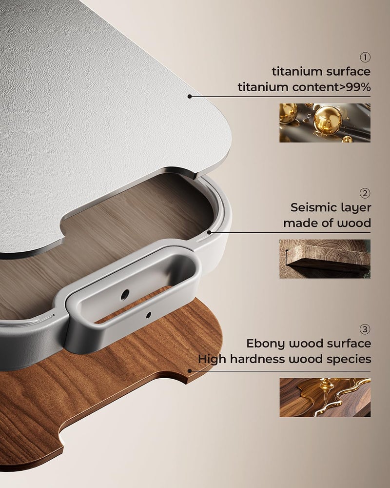 Armorbear Titanium Cutting Board, Double Sided Wood Cutting Board for kitchen, Titanium & Sapele Large Chopping Boards, Ideal for Meat, Vegetables & Family Cooking - Image 3