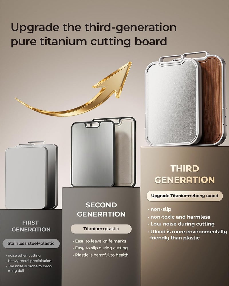 Armorbear Titanium Cutting Board, Double Sided Wood Cutting Board for kitchen, Titanium & Sapele Large Chopping Boards, Ideal for Meat, Vegetables & Family Cooking - Image 4