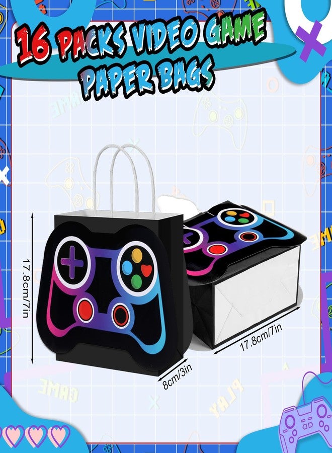 Epakh 16 Pcs Video Game Party Favor Bags Game Controllers Paper Reusable Gamer Goodie Treat Gift Bags with Handles for Baby Shower Video Gaming Theme Party Christmas Birthday Supplies(Black) - Image 3