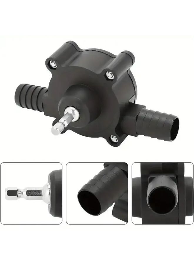 Portable Electric Drill Water Pump Self Priming Handheld Transfer Pump For Pools Diesel Oil Without Battery Black Adjustable Flow Control Valve Home Outdoor Use - Image 5