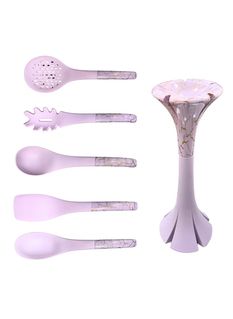 Kitchen Utensil Set with Stand, 6 Pieces, Marble Pattern, Silicone Set - pzsku/Z4B834019C573E014ECDCZ/45/_/1736422889/6f78db3d-cdf0-40b7-85bb-88dca3e52db2